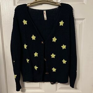 Alice Moon Black Cardigan with Yellow Star Appliqués